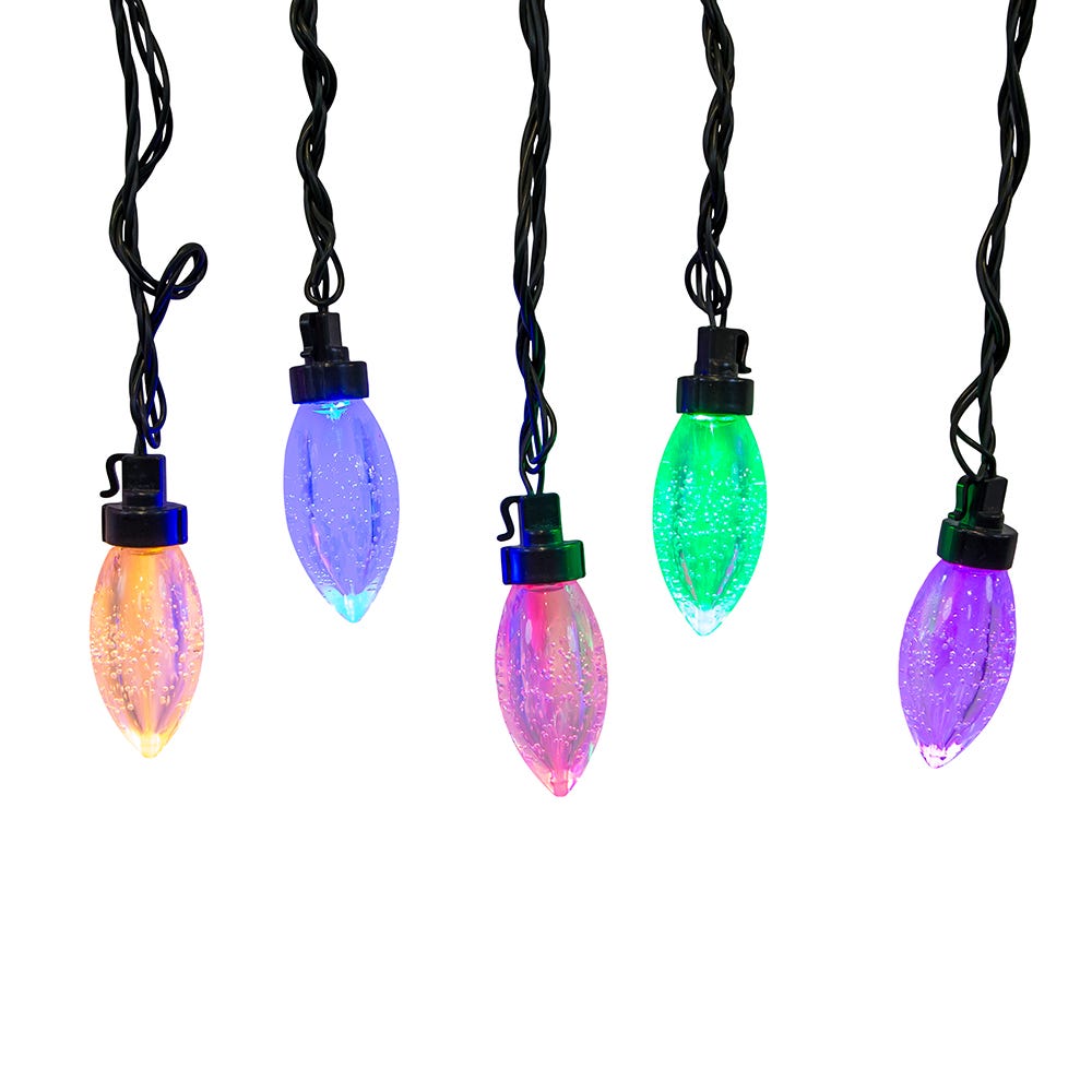 Kurt Adler UL 20-Light Warm Dual Color LED Jumbo C9 Bulb Yard Stakes, 10-Piece Set